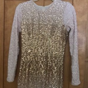 Ivory and gold sequin ombré dress
